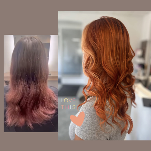 Haarfarbveränderung im Vorher-Nachher-Stil